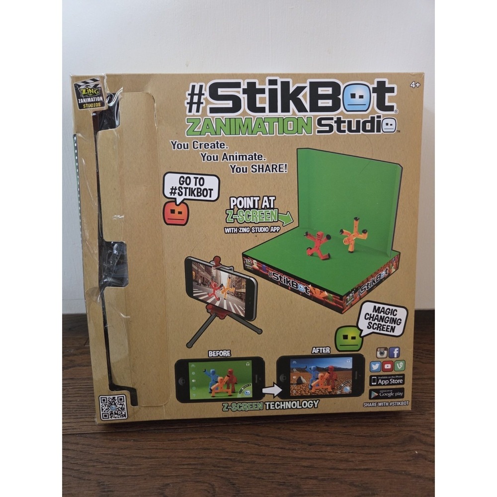 Zing StikBot Zanimation Studio Stop Motion 2 in 1 Z-Screen Stage Set Figures Toy